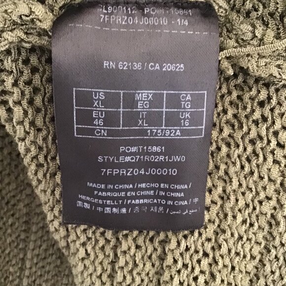 Esprit Olive Green Sleeveless Cowlneck Fringe Front Knit Top Size XL - Picture 11 of 13